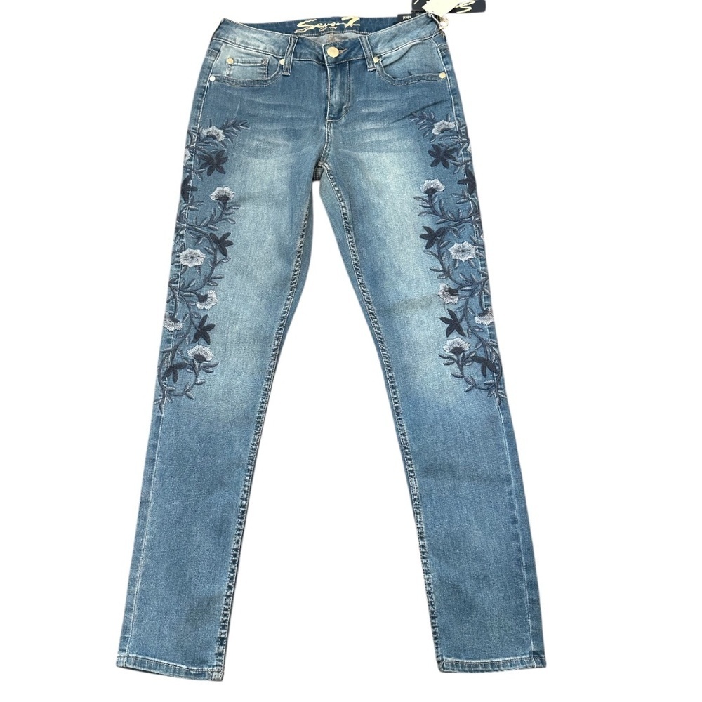 NWT Seven7 Embroidered Floral Skinny Jean sz6